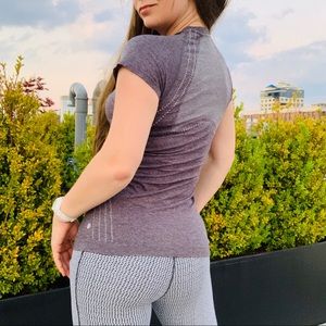 Zella Perforated Sports Tee Long Gray Top